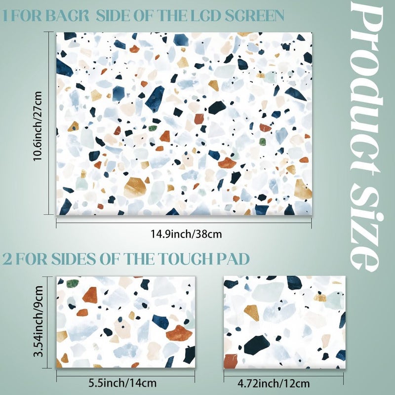 SUPERDANT Terrazzo Laptop Skin Sticker Decal Colorful Universal Laptops Notebook Skin Sticker 12 13 13.3 14 15 15.4 15.6 Inches Vinyl Laptop Cover Stickers Removable Notebook Protector White Blue - Image 2
